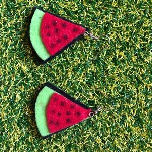 Watermelon felt earrings
